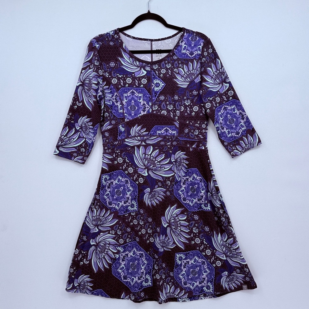 Title Nine A-Line Dress Womens Medium Purple Floral Paisley Active Travel